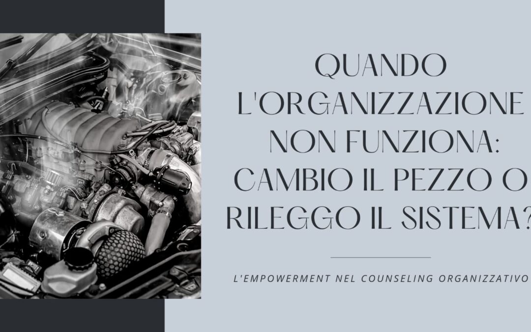 QUANDO L’ORGANIZZAZIONE NON FUNZIONA: CAMBIO UN PEZZO O RILEGGO IL SISTEMA? L’EMPOWERMENT NEL COUNSELING ORGANIZZATIVO