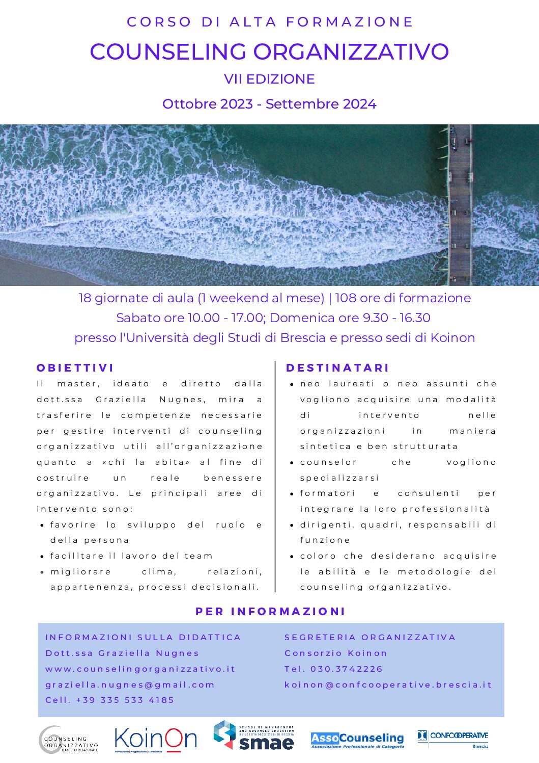 € 500 - 20 aprile Locandina VII Master Counseling organizzativo Ottobre 2023